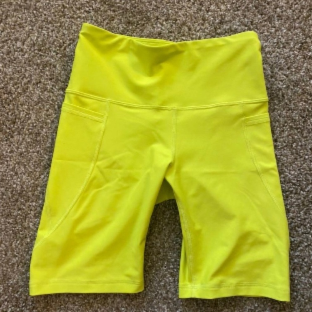 Neon yellow biker shorts